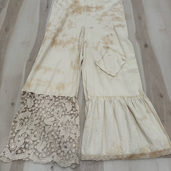 NWT Women's Medium Overalls Tan Cream Bohemian Crochet - Picture 3 of 16